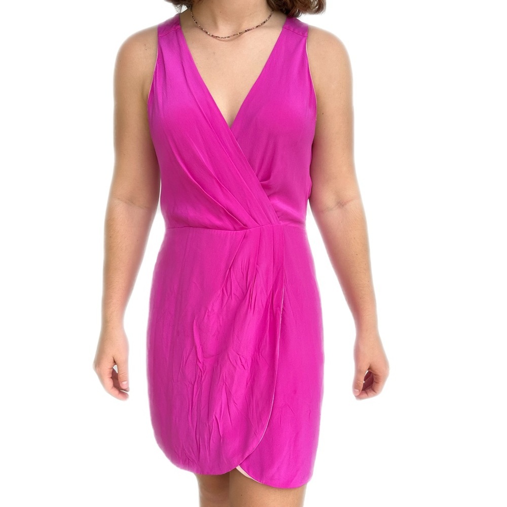 Lavender Brown Fuchsia Silk Mini Dress